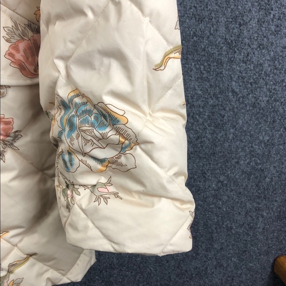 Sundance Duck Down womens L Floral Puffer Jacket with Faux Fur Hood Like new - Picture 2 of 12